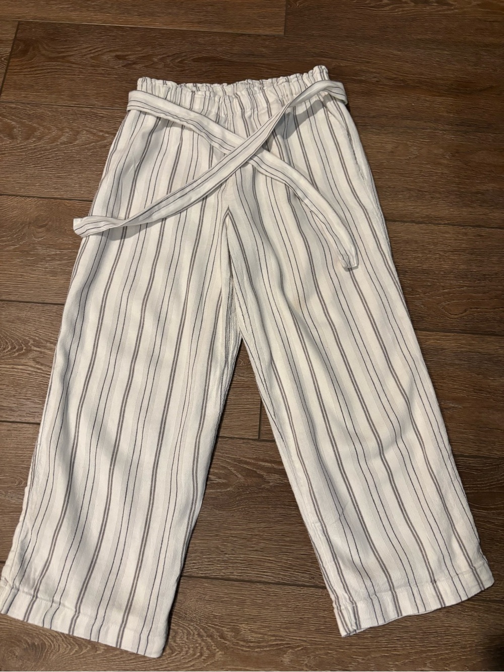abercrombie kids White and Gray Striped Wide-Leg Pull-On Pants